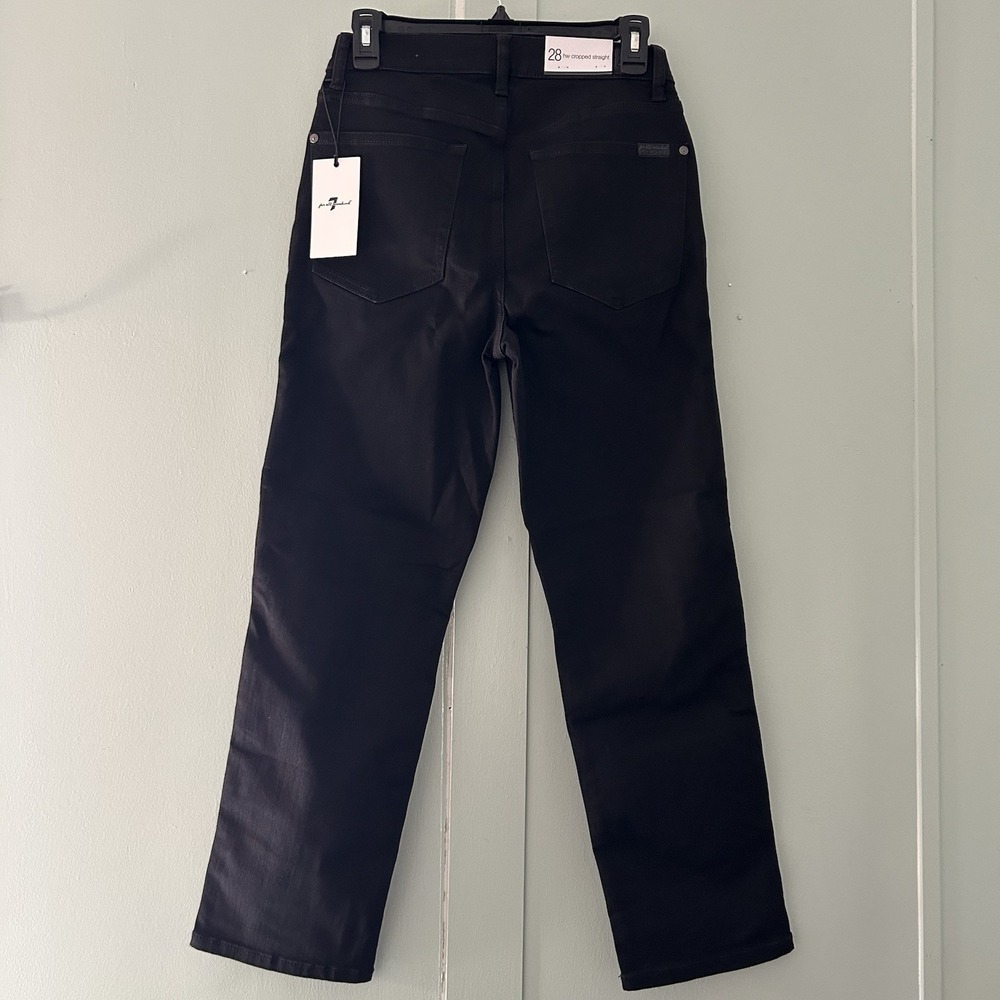 7 For All Mankind Black Jeans Size 28 High Waist Cropped Straight NWT MSRP $198 - Picture 5 of 7